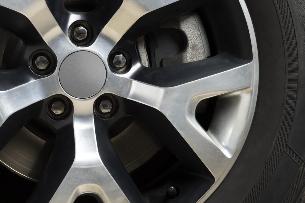 Close up of Nissan car wheel