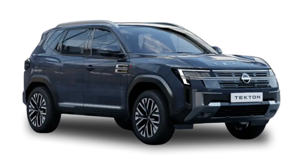 Dark blue SUV from a three-quarter front view, with Tekton branding on the grille and large alloy wheels